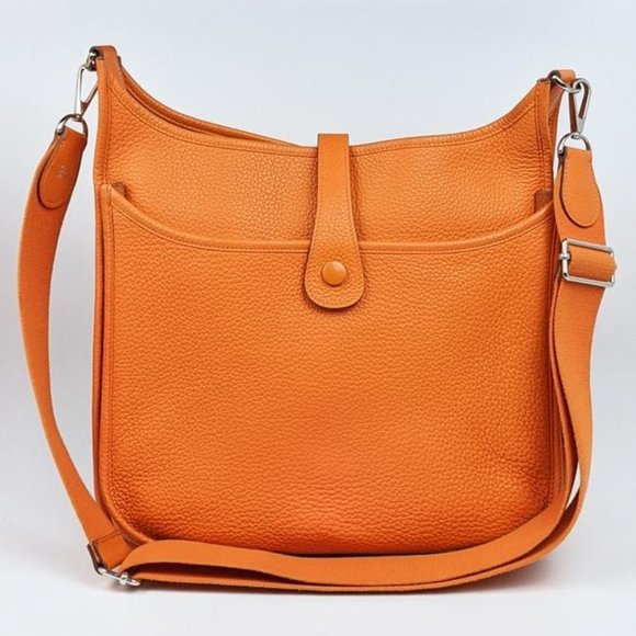 Hermes Evelyne Iii Gm Large Clemence Orange Leather Cross Body Bag - Picture 2 of 12